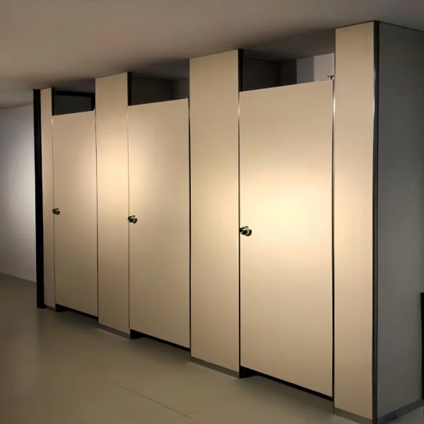 Modern Toilet Cubicle Design In Matte Black Anodized Aluminum - Image 3